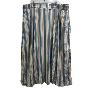 NEW Torrid Blue‎ Striped Stretch Waist Double Side Slit Maxi Lenny Skirt Size 4